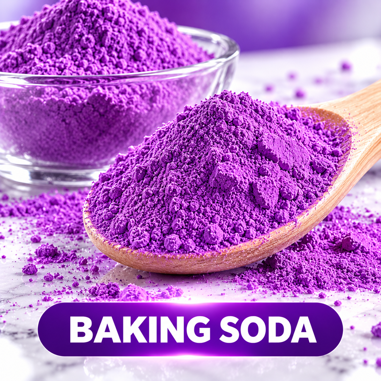 Bicarbonato de sódio roxo em destaque